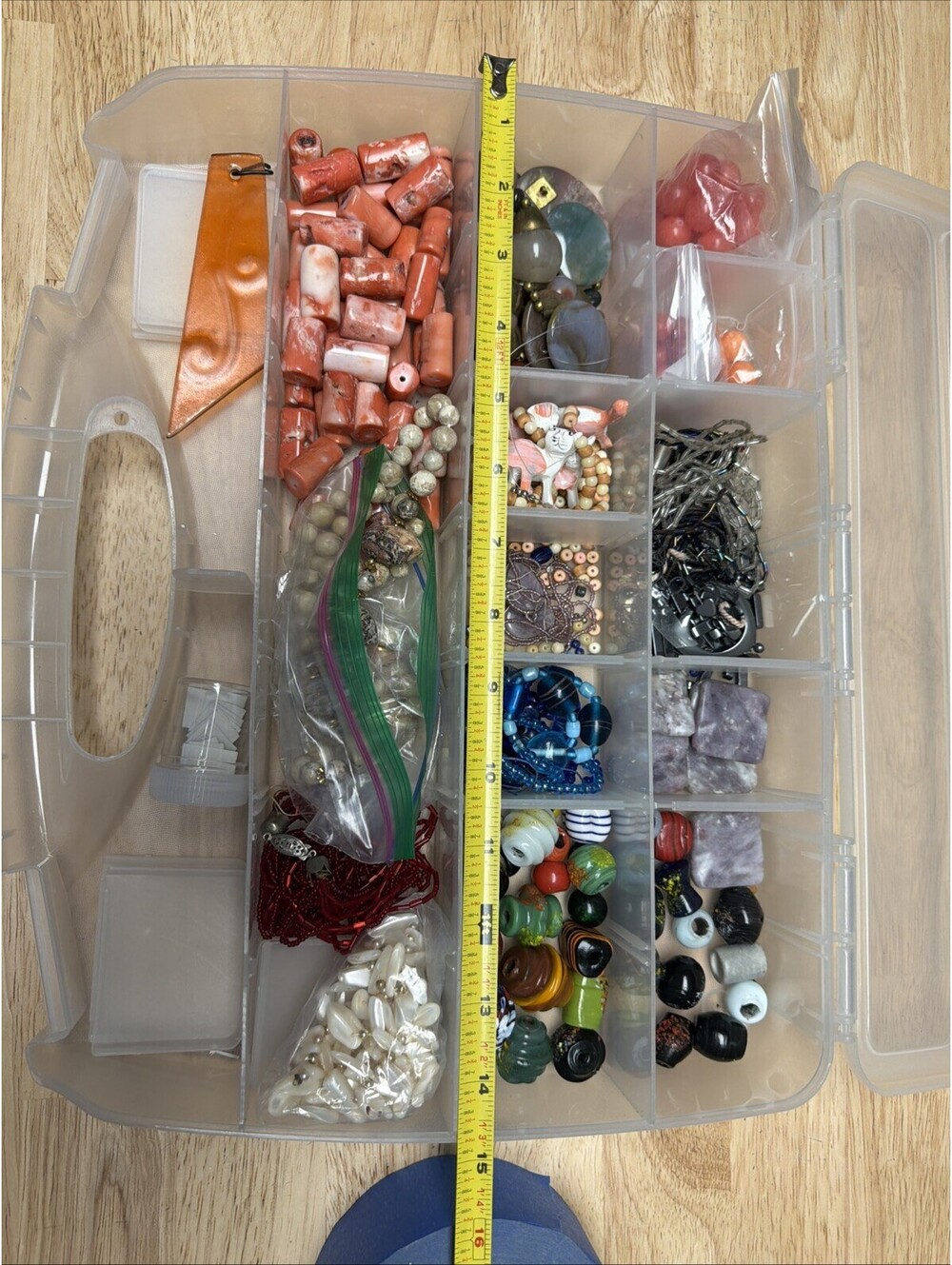 Jewelry Or Craft Organizer Case With 4.13 Lbs Good Quality Beads Stones Shells